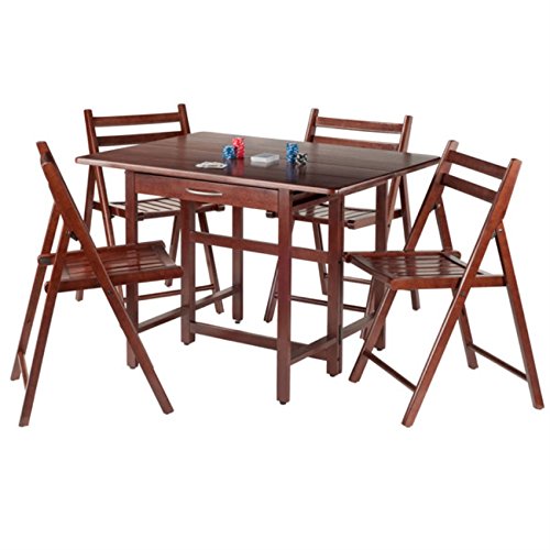 Ergode Wood Perrone High Table Set | Expandable Dining Solution | 2 Stools | Walnut Finish | Space-Saving | 160lbs Weight Limit (94557-VV)