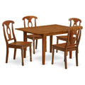 East West Furniture MLNA5-SBR-W 5 Piece Kitchen Table & Chairs Set Includes a Rectangle Dining Table with Butterfly Leaf and 4 Dining Room Chairs, 36x54 Inch, Saddle Brown