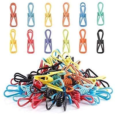Chip Clips Bag Clip - 40 Pack Steel Wire Clips PVC coated Multi-purpose Clothes Pins for Home Office Colorful Pins Clip