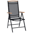 vidaXL Folding Chair 2 Pcs Folding Lawn Chair Aluminum and Textilene Black