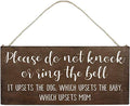 POWERMAZ Baby Sleeping Sign for Front Door - Funny No Soliciting 12x6inch Hanging Wood Plaque - Please Do Not Knock or Dont Rin
