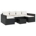 vidaXL 2-Piece Black Patio Lounge Set with Cushions - Weather- Poly Rattan Material - Sturdy Steel Frame - U-Shaped Sofa and Cof