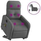 vidaXL Electric Power Lift Massage Recliner Chair - Dark Gray Fabric, Stand Up Assistance, Vibration Massage, Electric Reclining, Comfortable Padding