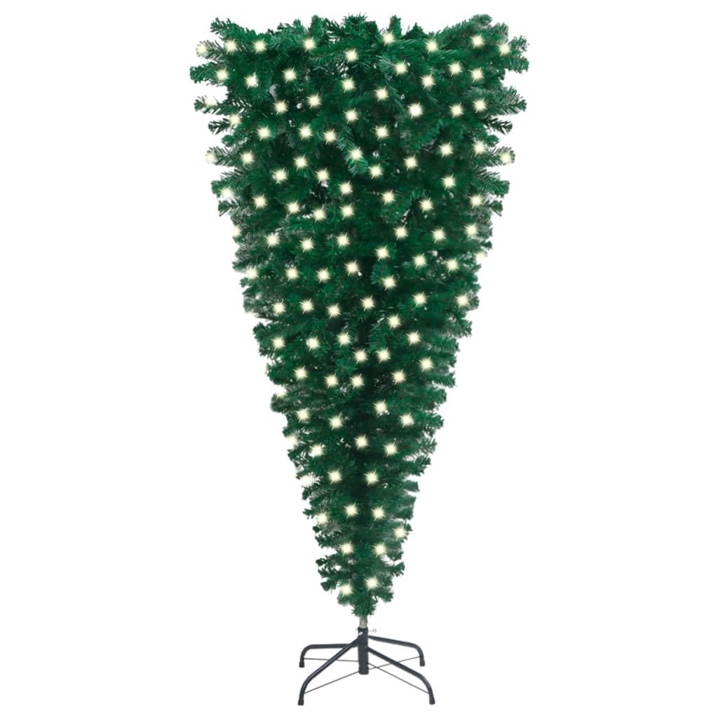 Vidaxl Upside-Down Artificial Christmas Tree With Leds Home Garden Outdoor Holiday Xmas Seasonal Tree Christmas Decoration Ornament Green 94.5&quot;