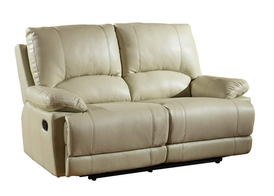 HomeRoots 41' Stylish Beige Leather Loveseat