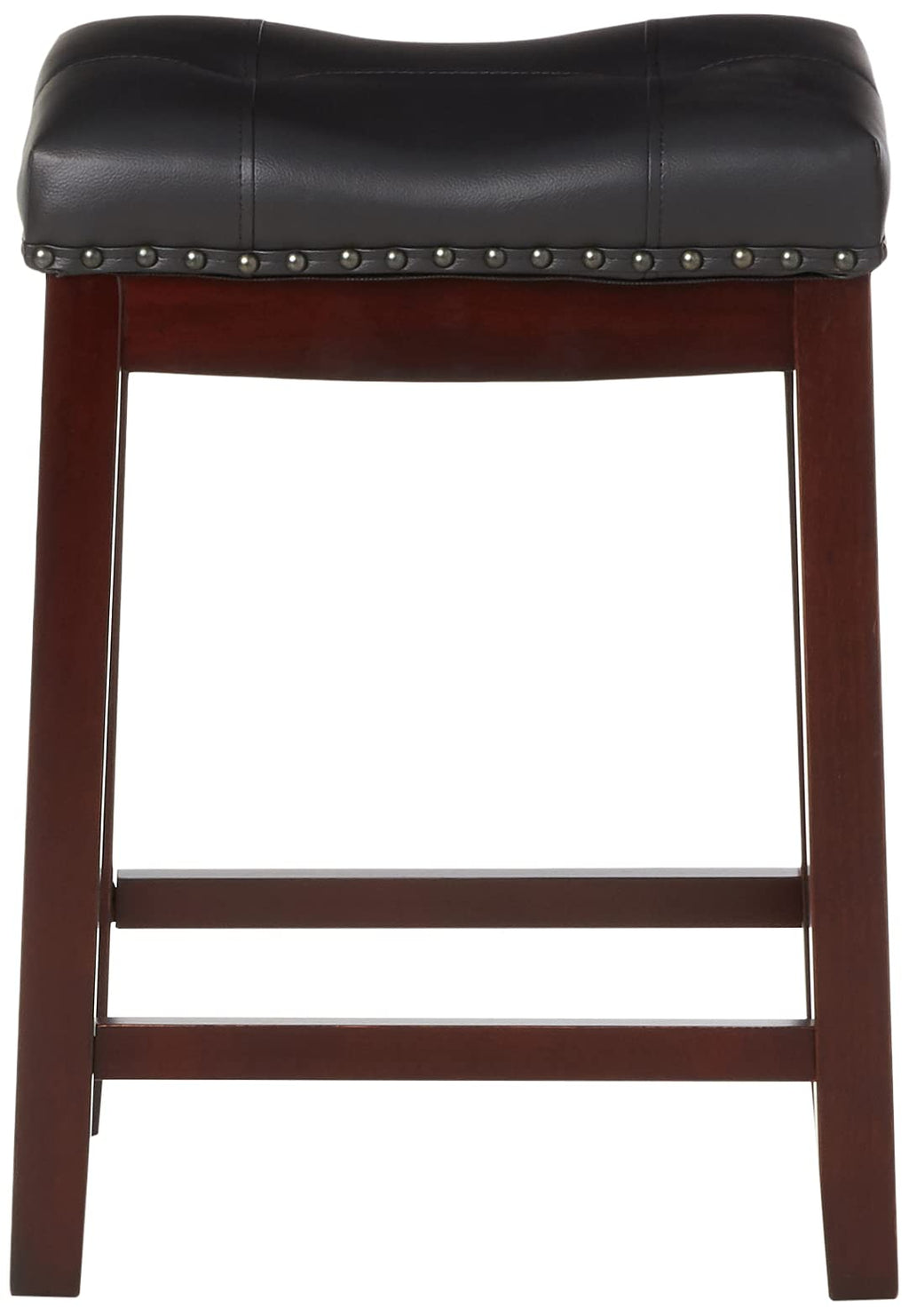 Angel Line Cambridge Padded Saddle Stool With Cushion, 24', Espresso/Black, Set Of 2