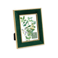 Isaac Jacobs 5x7 Green Velvet Picture Frame with Metallic Gold Double Border, Photo Frame, Horizontal & Vertical, Made for Table