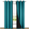 Nicetown Peacock Teal Blackout Curtains 84 Inches Long, Full Light Blocking Drapes With Black Liner For Nursery, Thermal Insulat