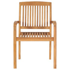 vidaXL 6X Solid Teak Wood Stacking Patio Chairs Garden Outdoor Balcony Backyard Terrace Lounge Dinner Dining Seating Home Furniture