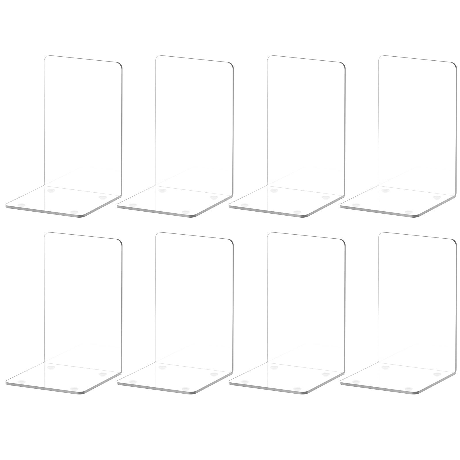 Vfine Acrylic Bookends 8 Pieces, Book Ends For Shelves, Clear Bookends For Shelves Decor Book Ends For Desktop Organizer, Book S