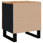vidaXL Solid Acacia Wood Bedside Cabinet with Black Frame - Industrial Style, Compact Nightstand, Unique Grain Design