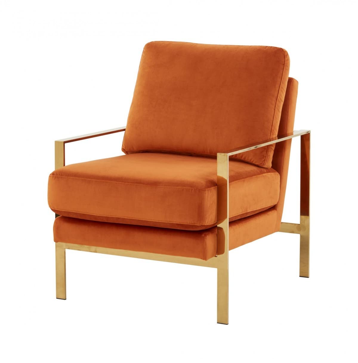 HomeRoots Stylish Orange and Gold Accent Chair