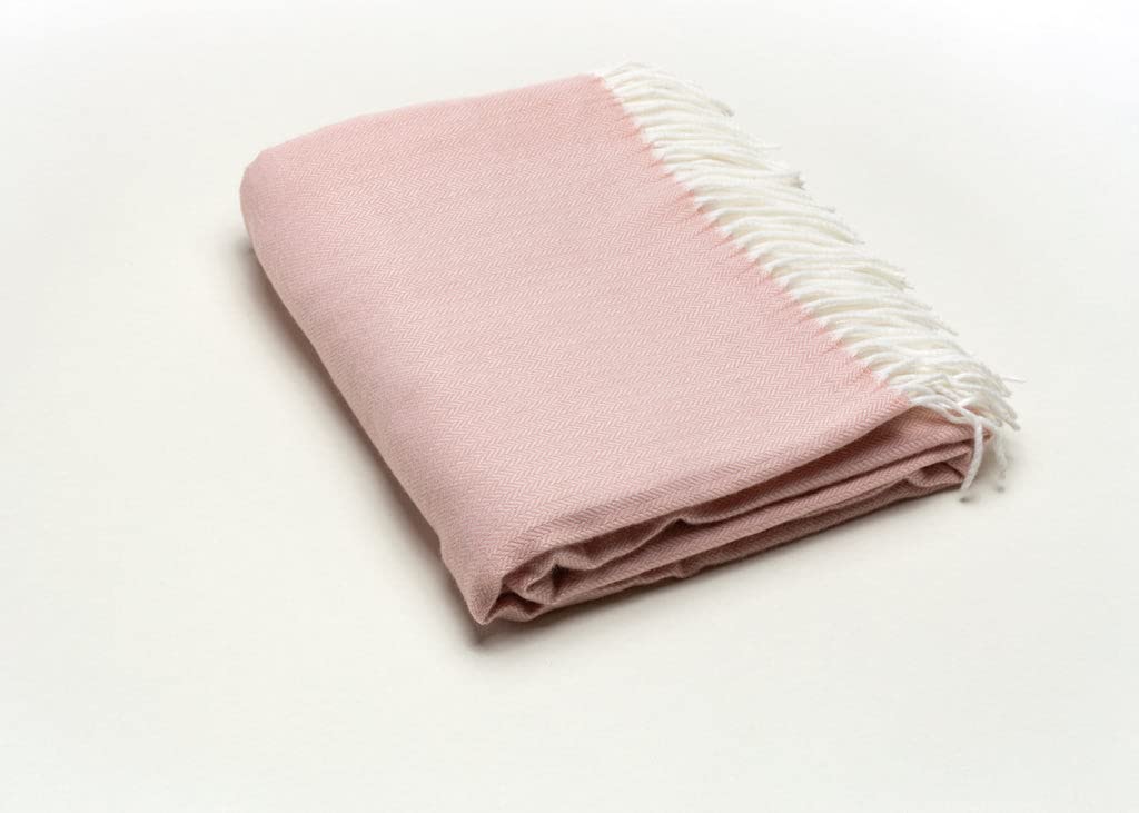 HomeRoots Pastel Pink Soft Acrylic Herringbone Throw Blanket