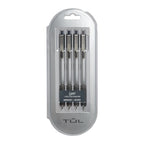 Tul Gl3 Gel Pens, Retractable, Medium Point, 0.7 Mm, Gray Barrel, Black Ink, Pack Of 4