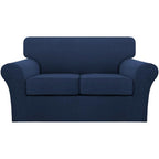 3 Piece Sofa Covers For 2 Cushion Couch Sofa Slipcover Soft Couch Cover For Dogs-Washable Sofa Furniture Covers With 2 Individual Cushion Covers, Feature Thick Jacquard Fabric (Loveseat, Navy)