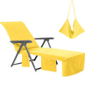 Vocool Lounge Chair Cover Beach Towel Cover Microfiber Pool Chair Towel Chaise Lounge Chair Towel Cover With Pockets For Summer Holidays Sunbathing Garden Sun Lounger, Yellow