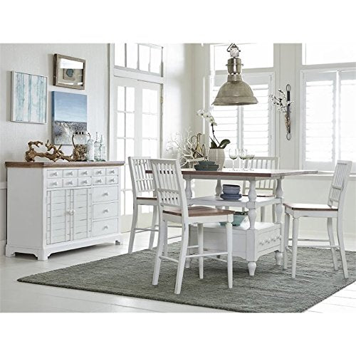 Progressive Furniture Shutters Counter Chair (2/Ctn), Light Oak/Distressed White