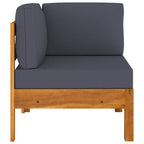 2 Piece Patio Lounge Set with Dark Gray Cushions Acacia Wood