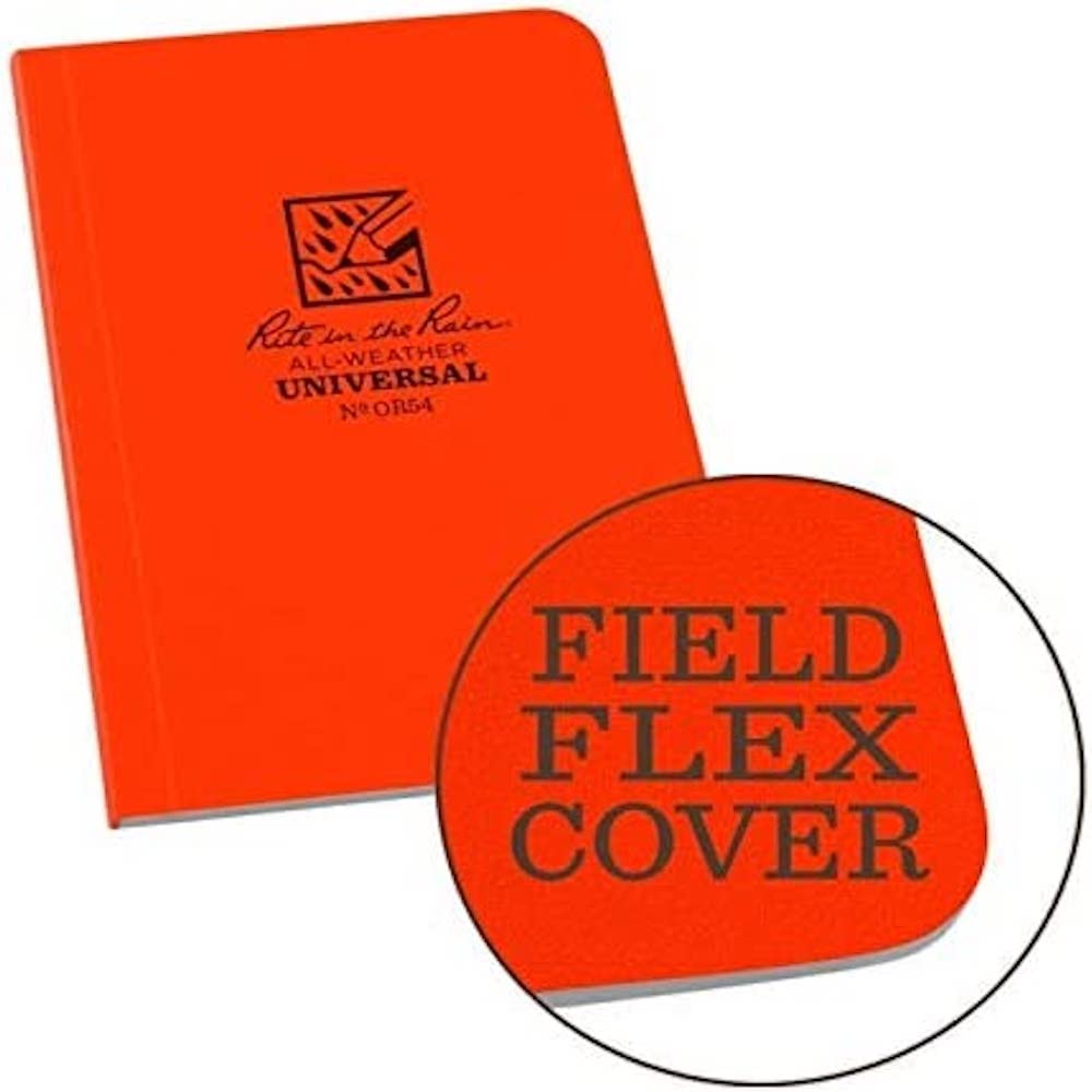 Rite In The Rain Weatherproof Soft Cover Pocket Notebook, 3.5' X 5', Orange Cover, Universal Pattern (No. Or54)