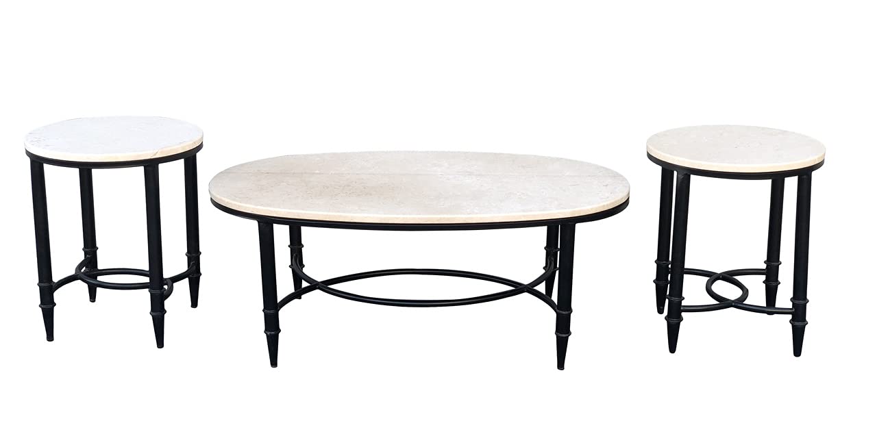 Afd Home Cambium Iron Coffee Table, Black, Beige