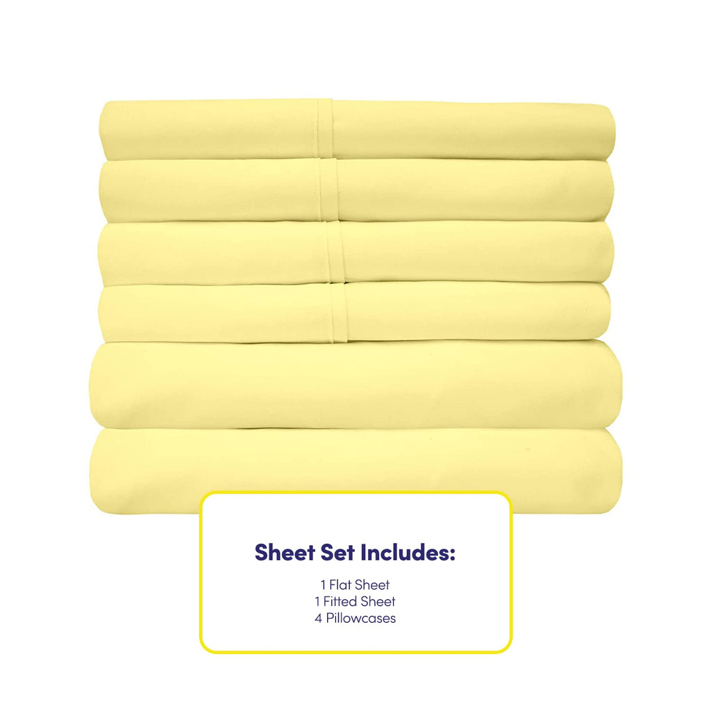 King Size Bed Sheets - 6 Piece 1500 Supreme Collection Fine Brushed Microfiber Deep Pocket King Sheet Set Bedding - 2 Extra Pillow Cases, Great Value, King, Pale Yellow