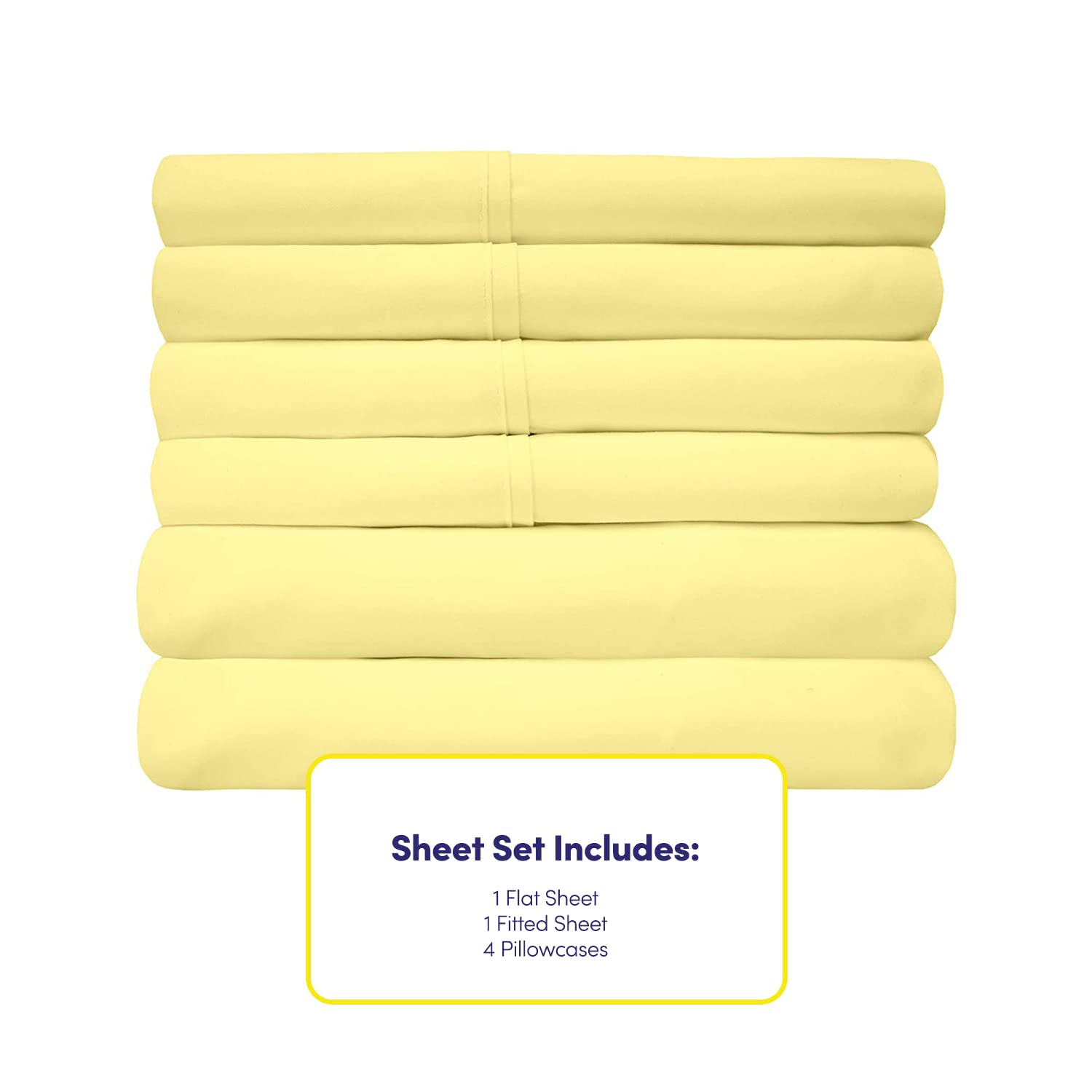 King Size Bed Sheets - 6 Piece 1500 Supreme Collection Fine Brushed Microfiber Deep Pocket King Sheet Set Bedding - 2 Extra Pillow Cases, Great Value, King, Pale Yellow