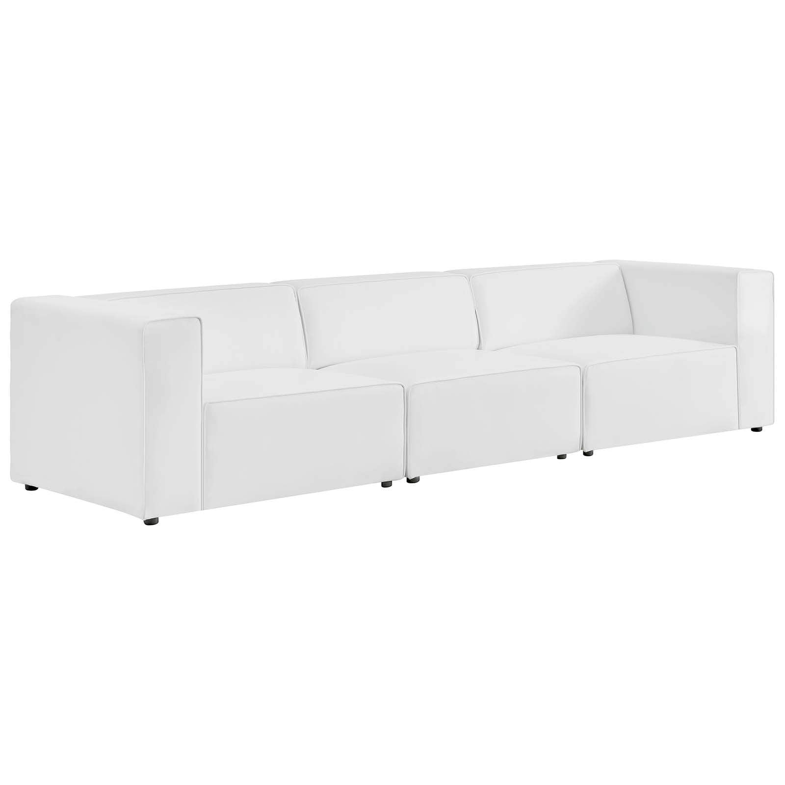 Modway Mingle Vegan Leather 3-Piece Sectional Sofa in White