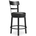 Signature Design By Ashley Valebeck 24.38' Faux Leather Pub Height Swivel Barstool, Black