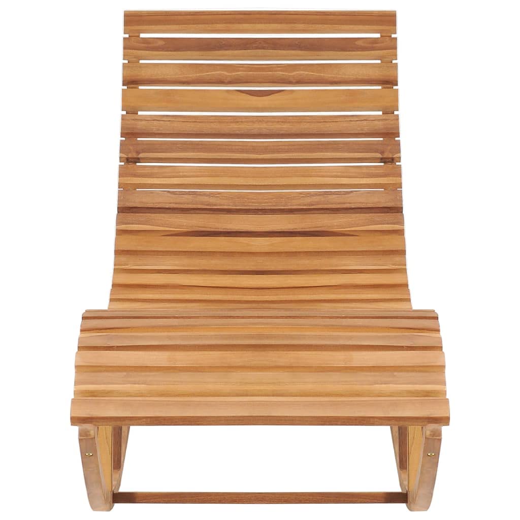 vidaXL Solid Teak Wood Rocking Sun Lounger with Cushion - Weather-Resistant Garden Furniture for Patio, Balcony, Poolside - Durable and Smooth Finish.