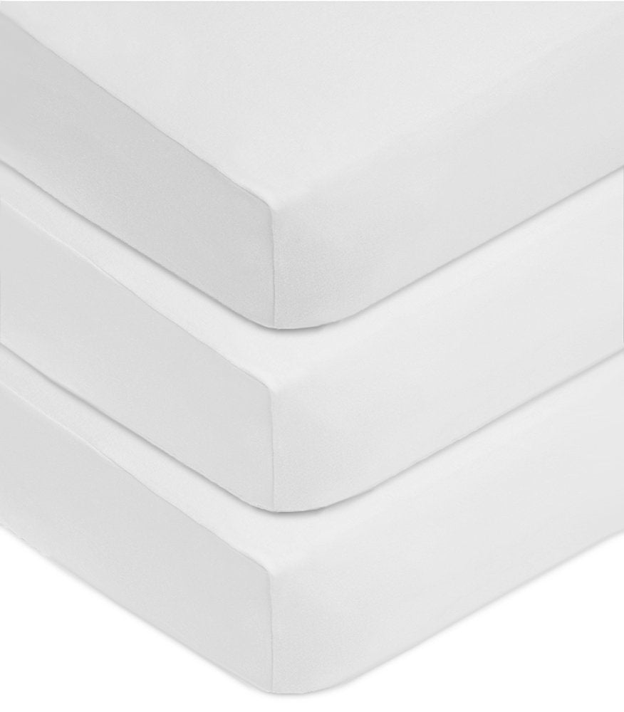 American Baby Company 3 Pack Fitted Crib Sheets 28' X 52', Soft Breathable Neutral 100% Cotton Jersey Sheet, White, For Boys A