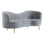 Coaster Home Furnishings Sophia Upholstered Loveseat with Camel Back Grey and Gold