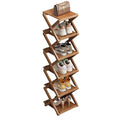 Bamboo Shoe Rack  No Assembly Required, Tall Narrow Foldable Shoe Organizer, SpaceSaving Multifunctional Shelf for Entryways, 