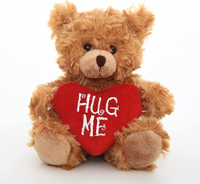 Made By Aliens Plush Stuffed Animal Mocha Heart Bear - Hug Me Bears- Toy For Kids & Adults Valentine'S Day - Embroidered Heart P
