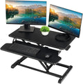 TechOrbits OF-S06-2 Desk Converter-37-inch Height Adjustable, MDF Wood, Sit-to-Stand Rise-X Pro Black, 36
