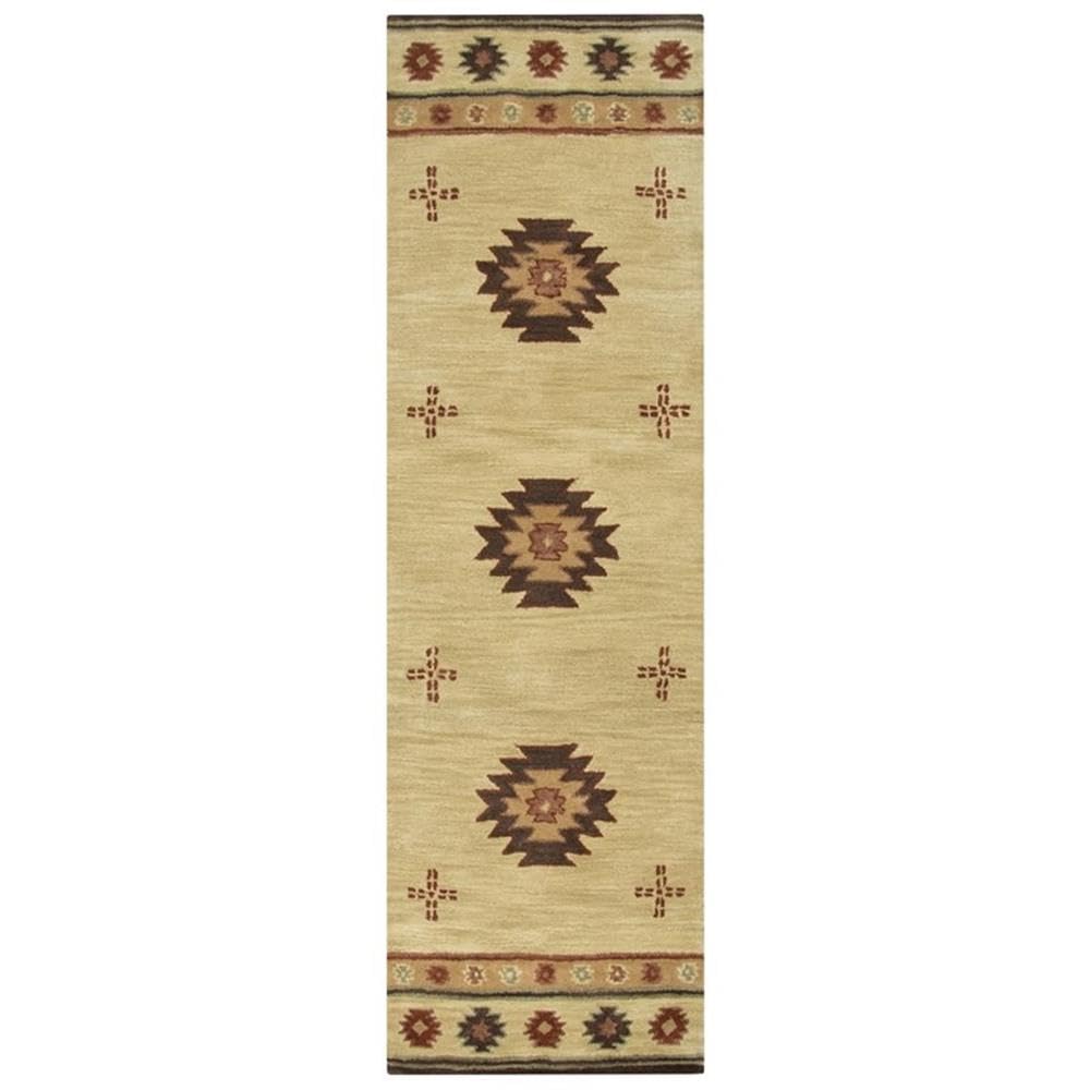 Rizzy Home Alora Decor Ryder 2'6" X 10' Tribal Khaki/Brown/Burgundy/Sage Hand-Tufted Rug