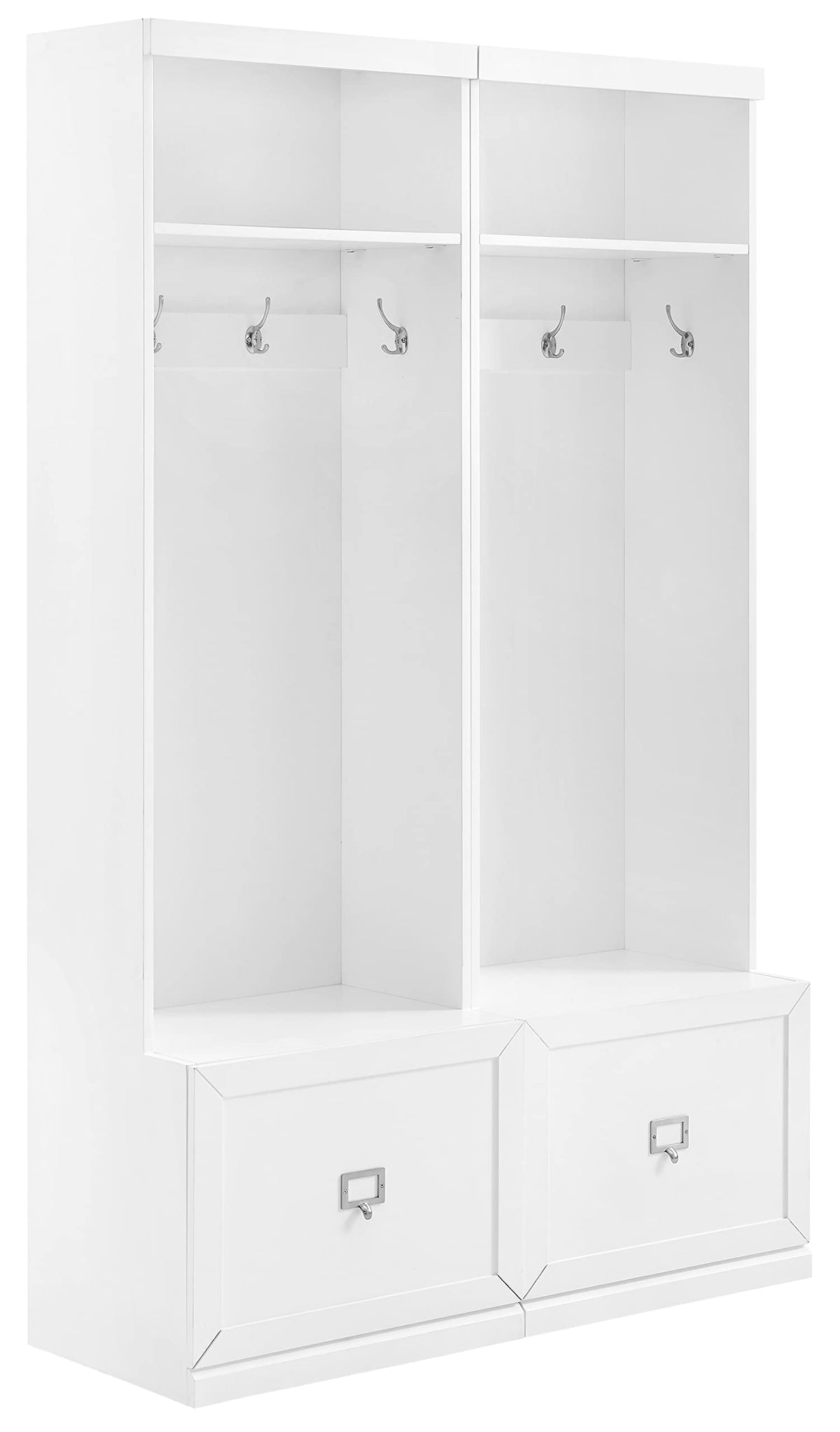 Crosley Furniture Harper 2-Piece Hall Tree Entryway Set with Storage Bench and Coat Rack Hooks for Hanging, White