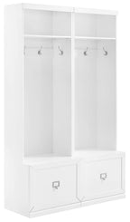 Crosley Furniture Harper 2-Piece Hall Tree Entryway Set with Storage Bench and Coat Rack Hooks for Hanging, White