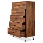 Acme Deoss Wooden Rectangular Chest with 5 Storage Drawers in Walnut