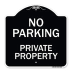 Signmission Designer Series Sign - No Parking Private Property | Black & White 18' X 18' Heavy-Gauge Aluminum Architectural Si