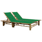 vidaXL 2-Person Sun Lounger with Cushions Bamboo Outdoor Sun Bed Garden Daybed Garden Lounger Sunbed Furniture Outdoor Sunlounger Set