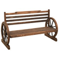 vidaXL Patio Bench in Solid Firwood with Unique Wagon Wheel Design, 44" Farmhouse Style Outdoor Seating