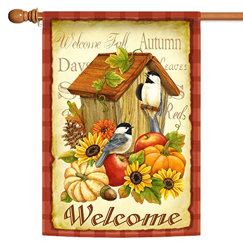 Toland Home Garden 102503 Autumn Birds Fall Flag 28X40 Inch Double Sided For Outdoor Welcome House Yard Decoration