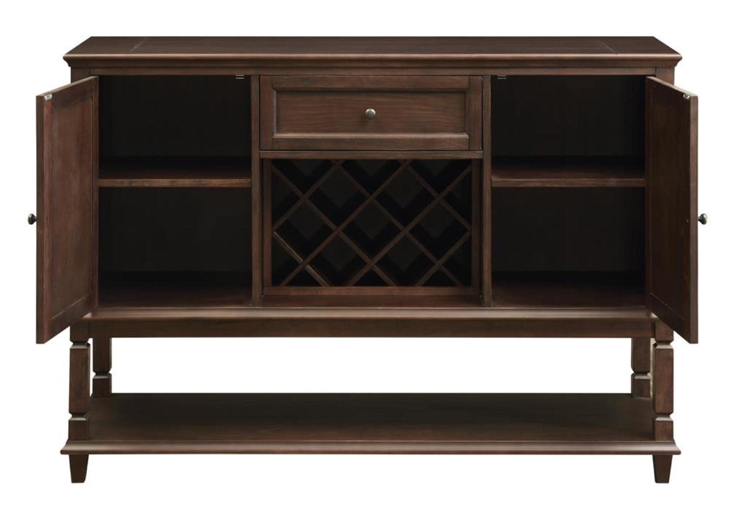 Coaster Parkins Collection 58" Server With 2 Doors 1 Drawer Wine Bottle Storage Bottom Shelf Gunmetal Knobs And Poplar Wood Construction Rustic Espresso 107415