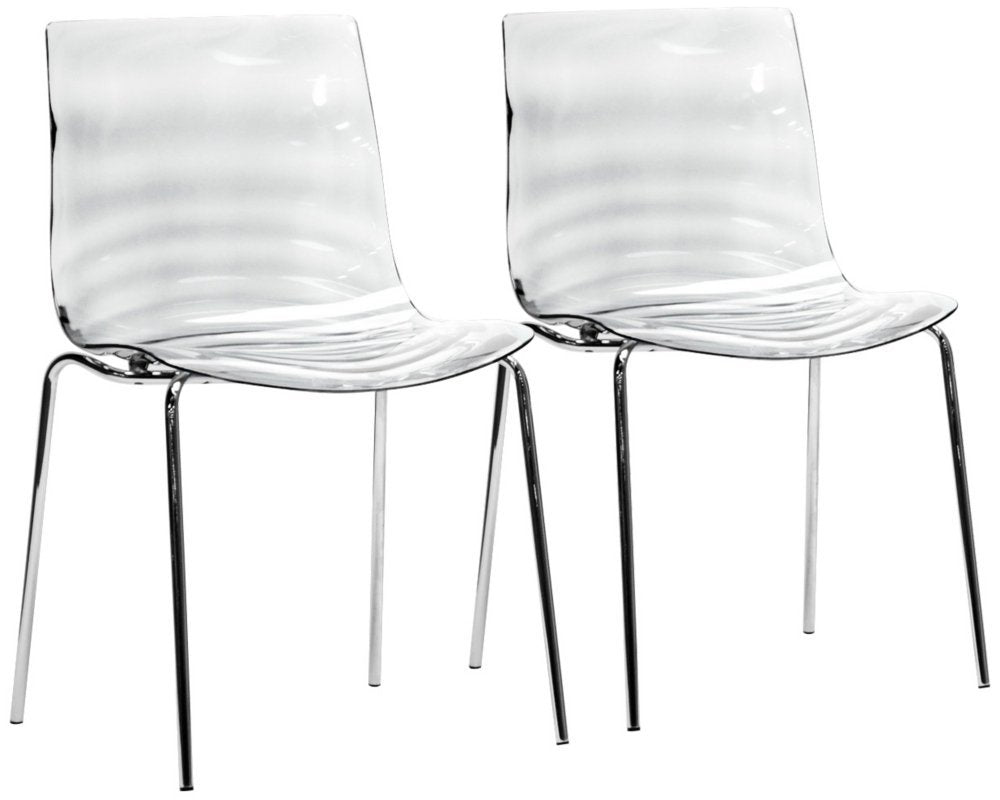 Set of 2 Marisse Clear Plastic Modern Dining Chairs