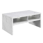 Convenience Concepts Northfield Admiral Deluxe Coffee Table with Shelves, White Faux Marble