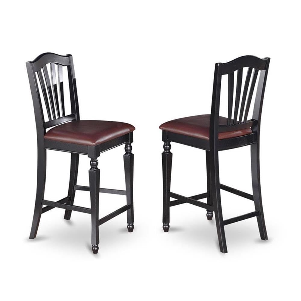 East West Furniture CHEL7-BLK-LC 7 Piece Kitchen Counter Set Consist of a Square Table with Butterfly Leaf and 6 Faux Leather Dining Room Chairs, 54x54 Inch