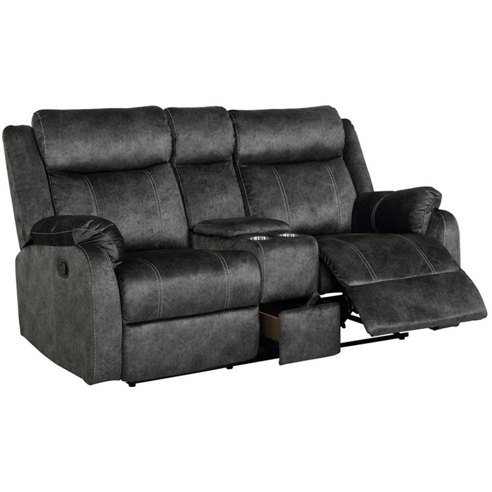Global Furniture Usa Domino Granite Console Reclining Loveseat
