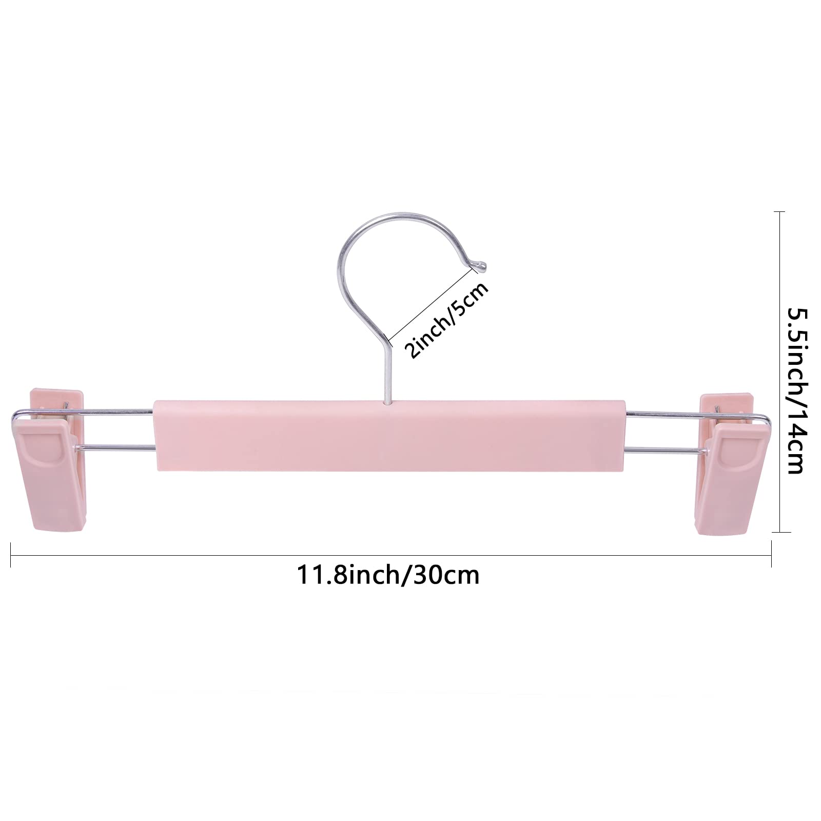 Pants Hangers With Clips Skirt Hangers For Women Plastic Clip Hangers For Pants Clothes Hangers (30Pack, Pink)