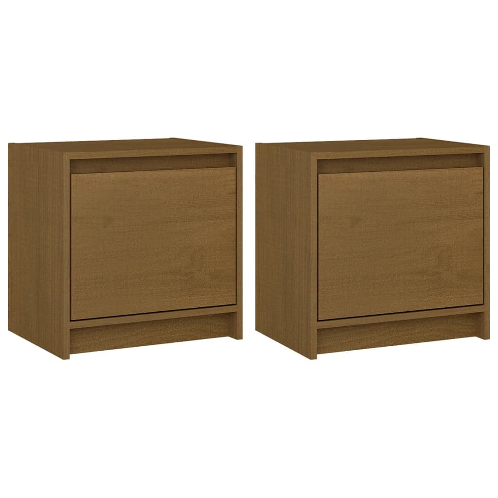 vidaXL Bedside Cabinets 2 pcs Honey Brown 15.7&quot;x12&quot;x15.7&quot; Solid Pinewood