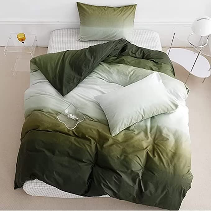 Houseri Gradient Full Comforter Set White And Olive Green Bedding Sets Full Size For Teen Boys Girls Aesthetic Cream And Army Gr